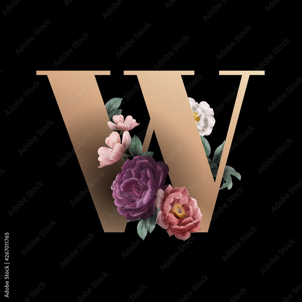 Floral letter W font