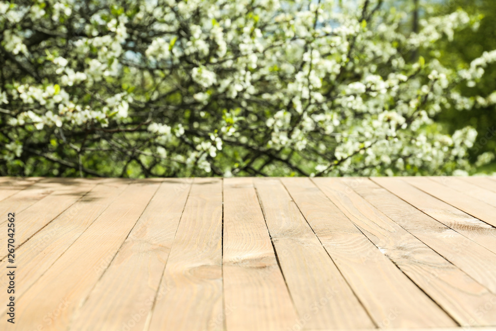 春日花园里的木桌