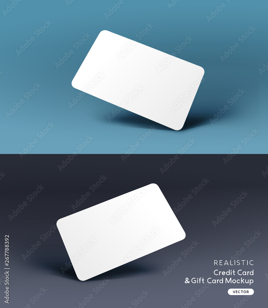 A realistic business credit / gift card placeholder mockup stationary layout with shadow effects. Ve