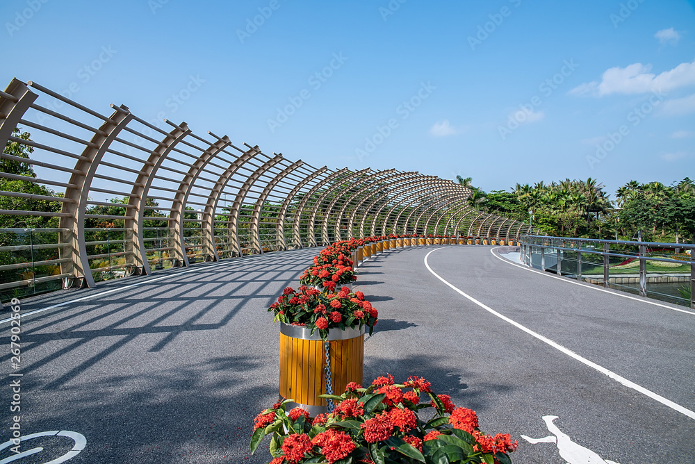 Coastal runway and bicycle lane in Shenzhen Bay Sports Park, Guangdong Province, China