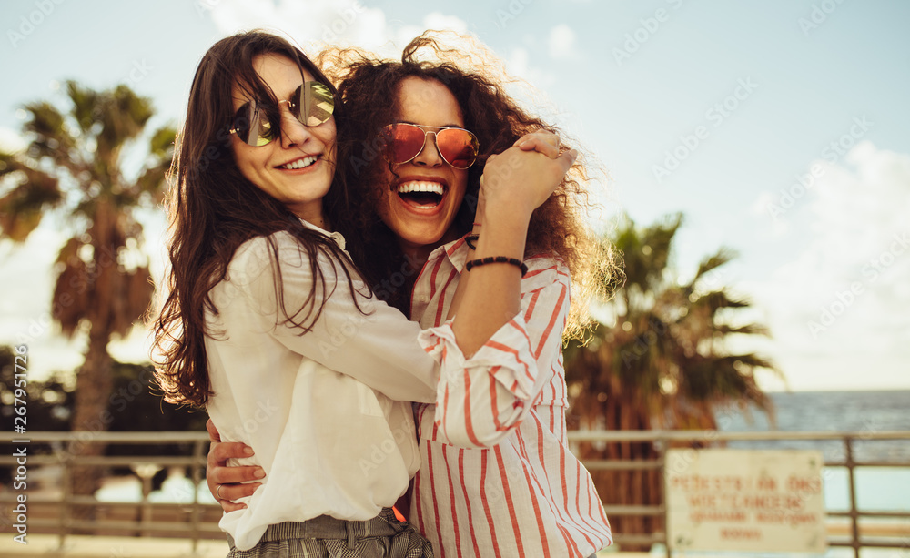 Female friends having fun on day out