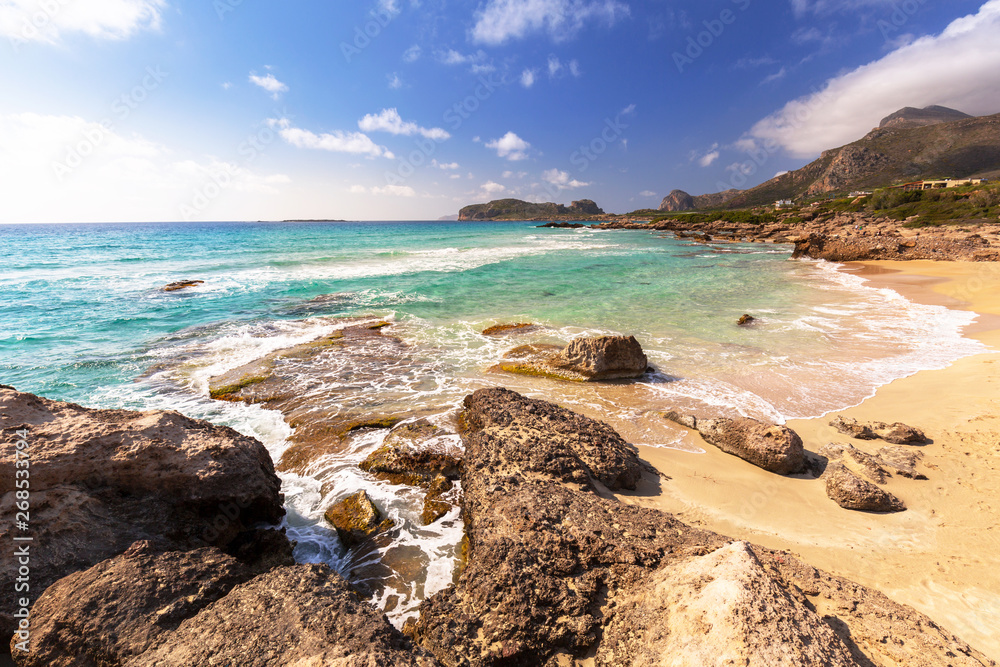希腊克里特岛法拉萨纳海滩的壮丽景色