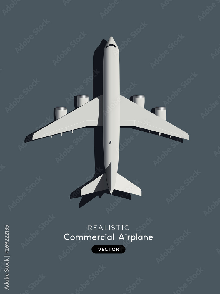 Realistic model of a large passenger commercial airplane. Vector illustration.