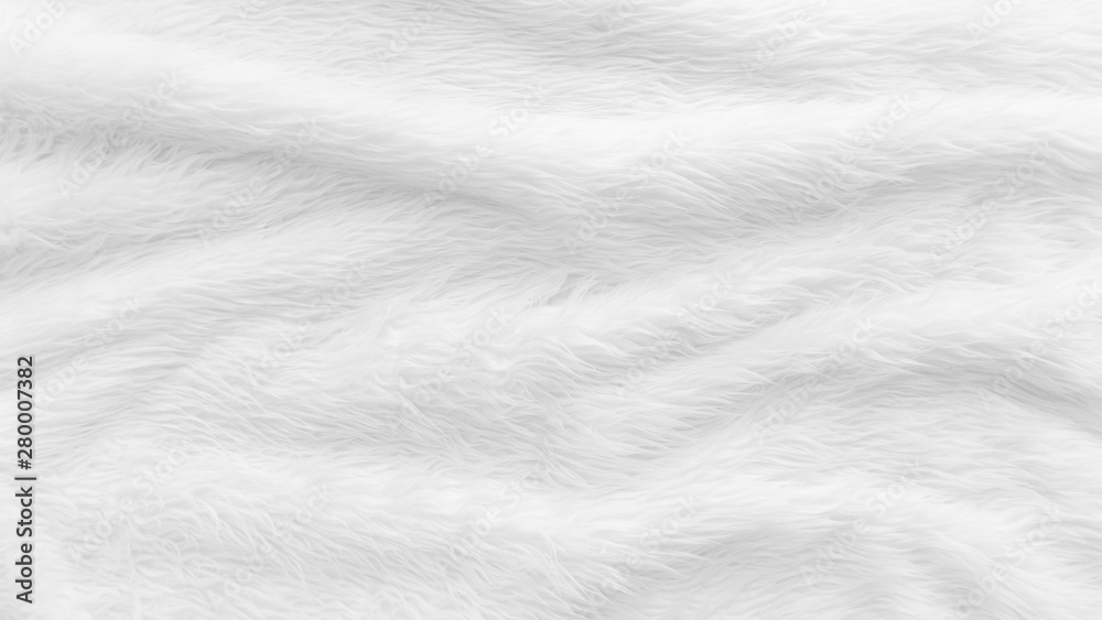 毛皮背景，白色柔软蓬松的羊皮毛织物，用于毯子和地毯i