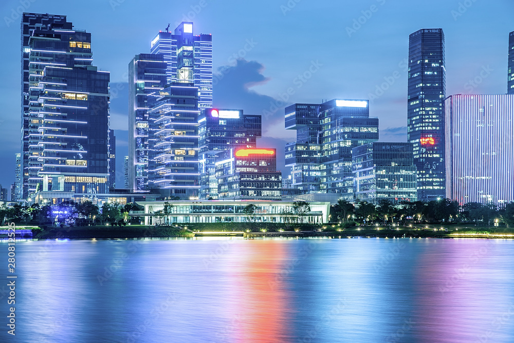 中国深圳后海CBD建筑城市夜景