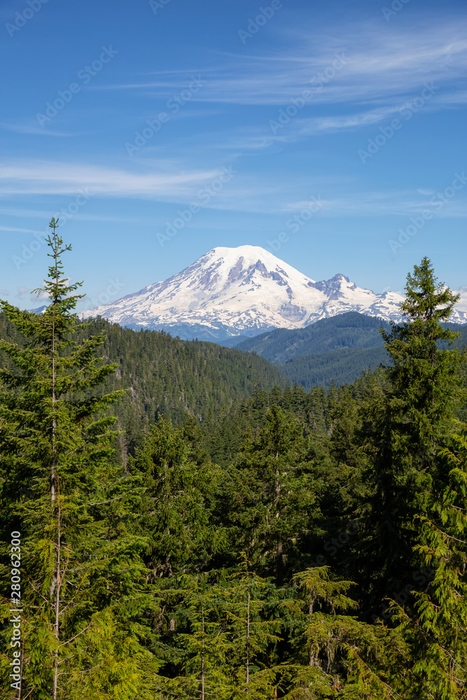 Beautiful American Mountain Landscape view during a sunny summer day. Taken in Paradise, Mt Rainier 