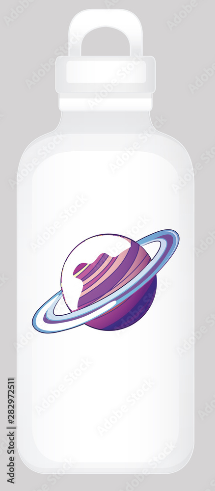 Water bottle with planet graphic