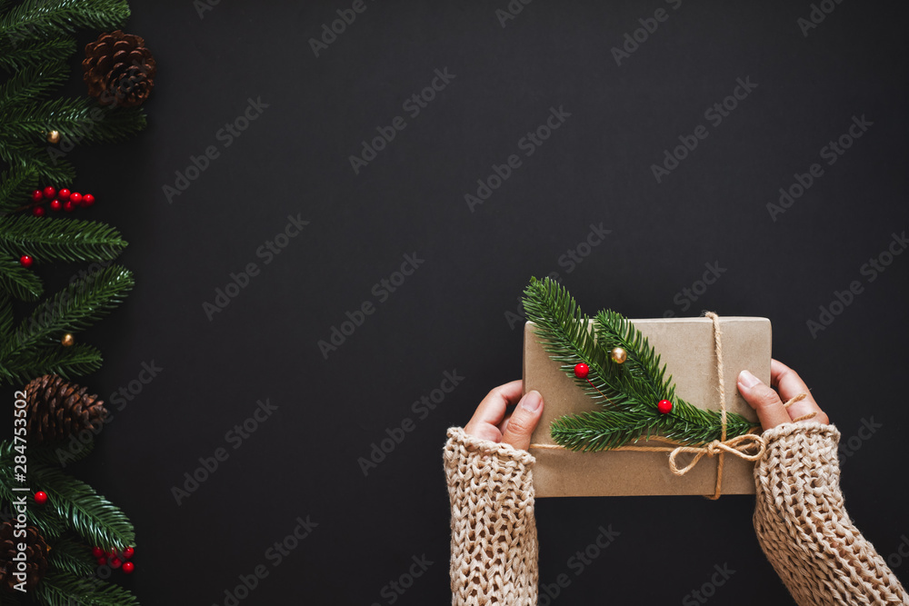 圣诞节背景，带圣诞礼物和新年快乐概念