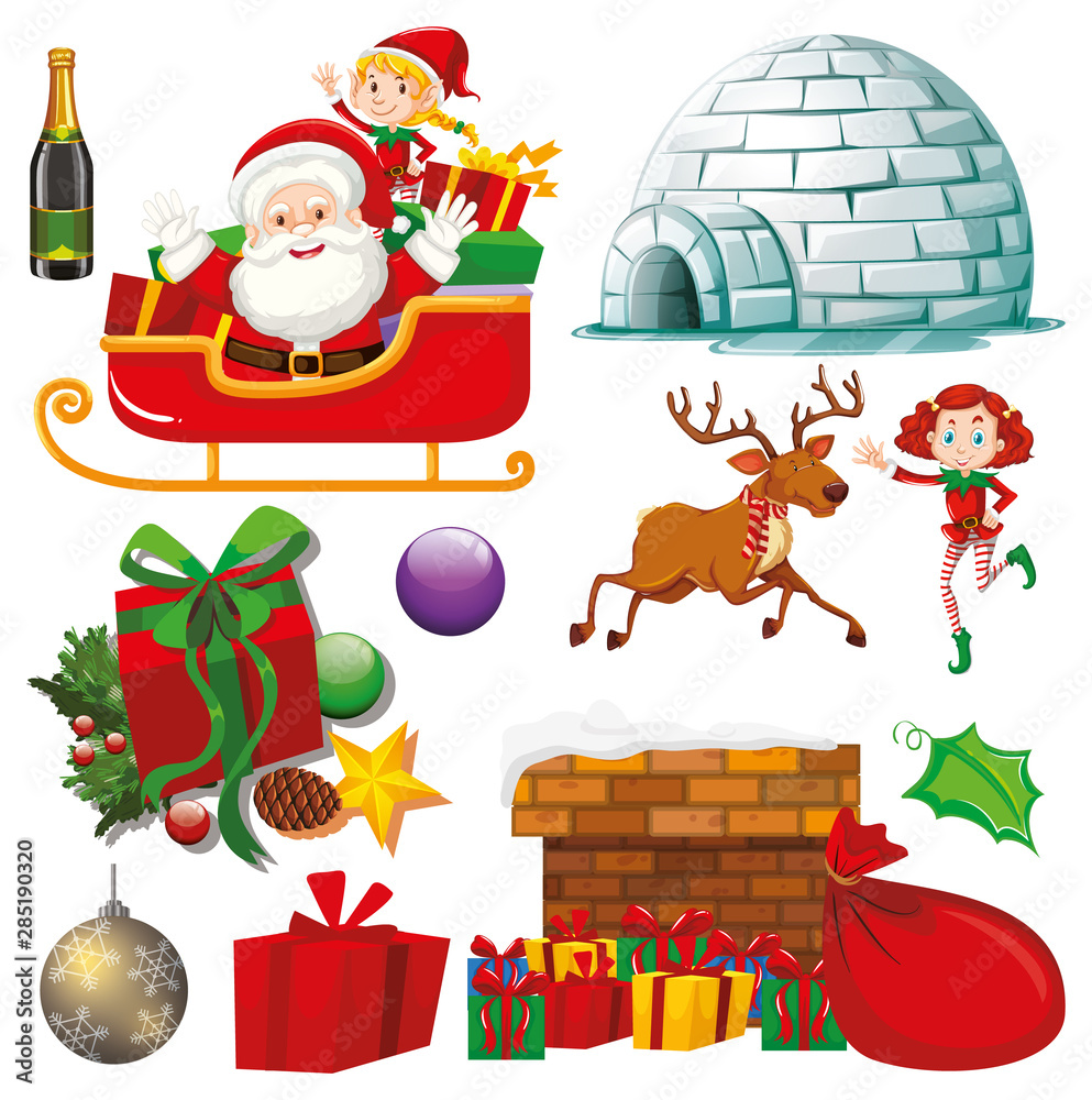 Set of isolated objects of christmas theme
