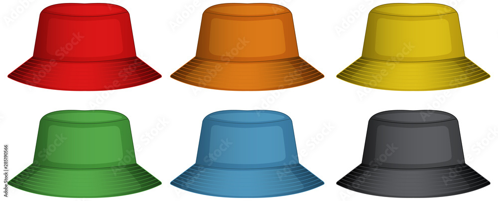 六种不同颜色的斗笠
