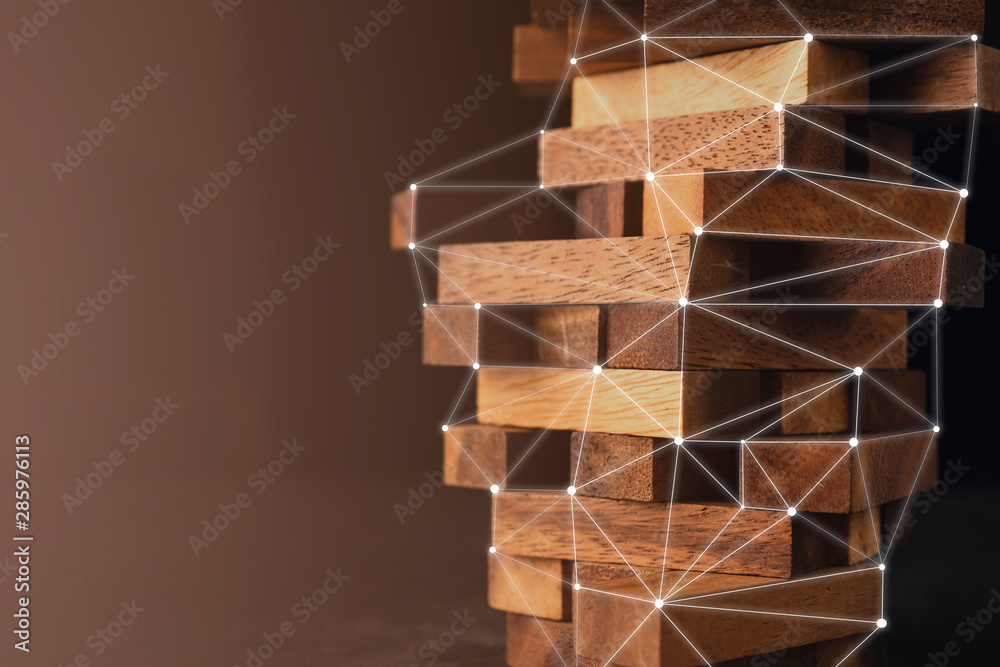 企业组织管理战略理念木垛砌块塔暗背排列