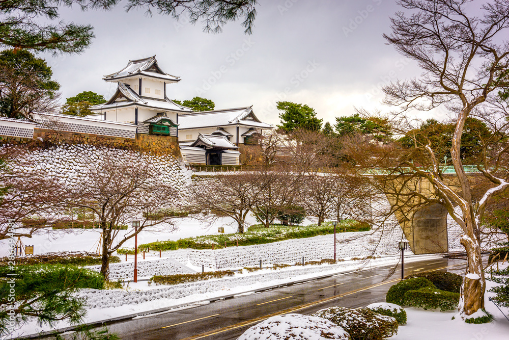 Kanazawa, Japan at the castle in winter