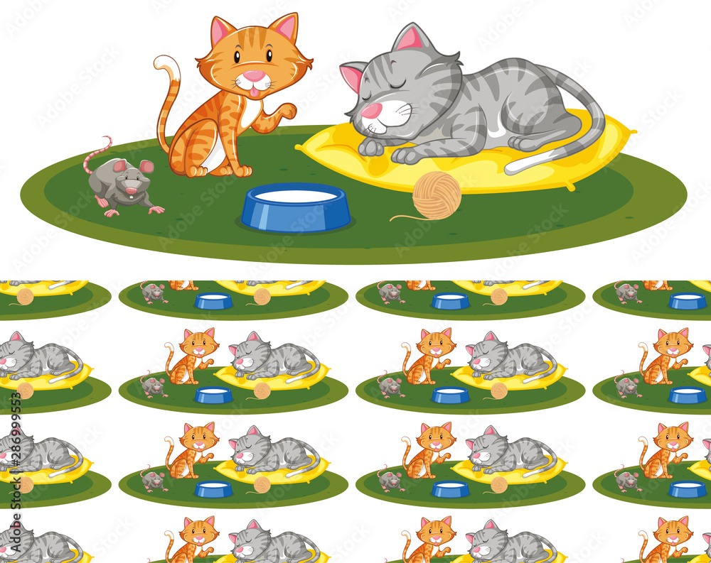 猫和老鼠的无缝背景设计