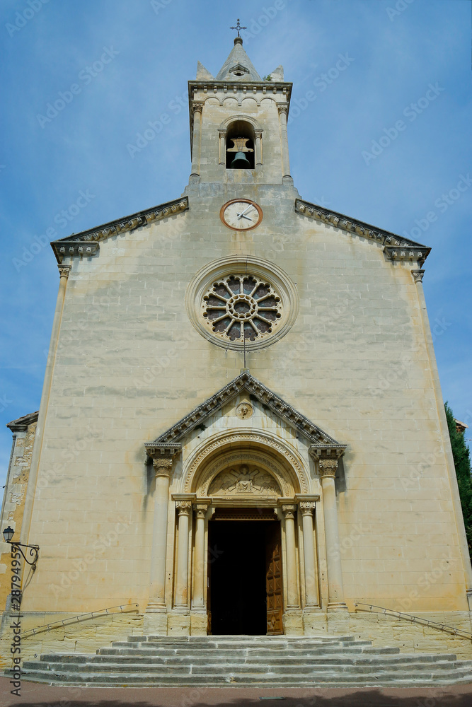  facade of mediterranean church in the south of france