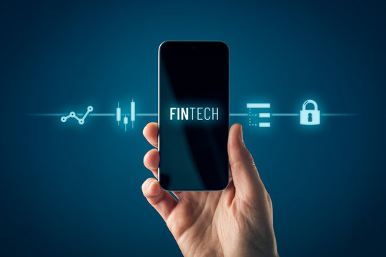 Fintech and financial technology on smart phone