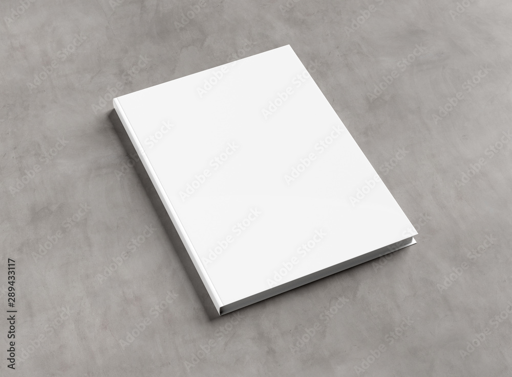 混凝土3D渲染的空白精装书实物模型