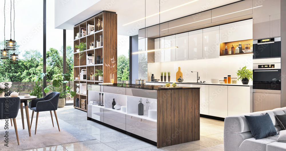  Interior design of a modern kitchen
