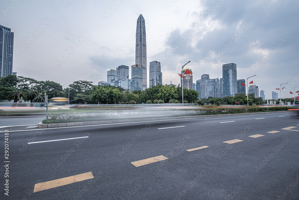 Shenzhen Futian CBD building and urban road surface