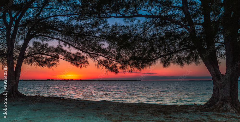 美国佛罗里达州萨尼贝尔岛上的日落