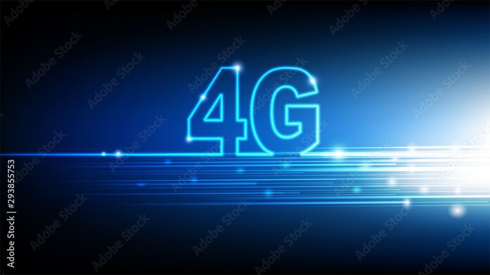High speed internet 4G technology with blue abstract futuristic background, Vector illustration