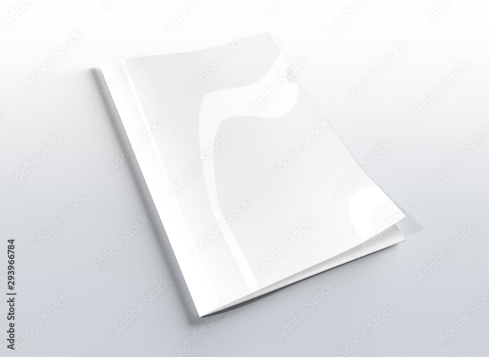 Magazine soft cover mockup isolated on white background 3d rendering
