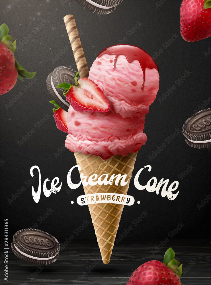 草莓冰淇淋蛋卷广告
