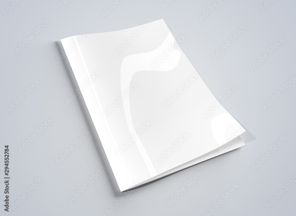 Magazine soft cover mockup isolated on grey background 3d rendering