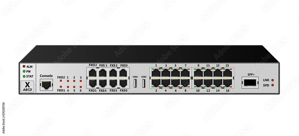 用于公司通信网络的服务路由器有16个以太网端口，1个1000Base-X S