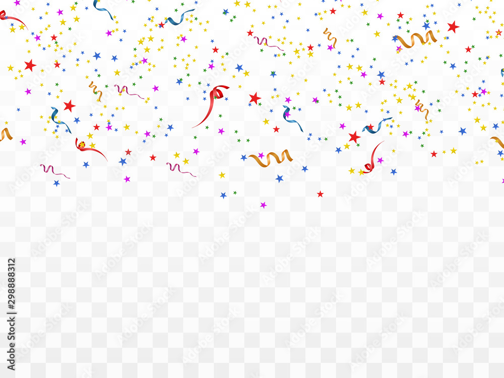Colorful confetti and balls isolated. Festive background vector. Happy Birthday. Holiday.	