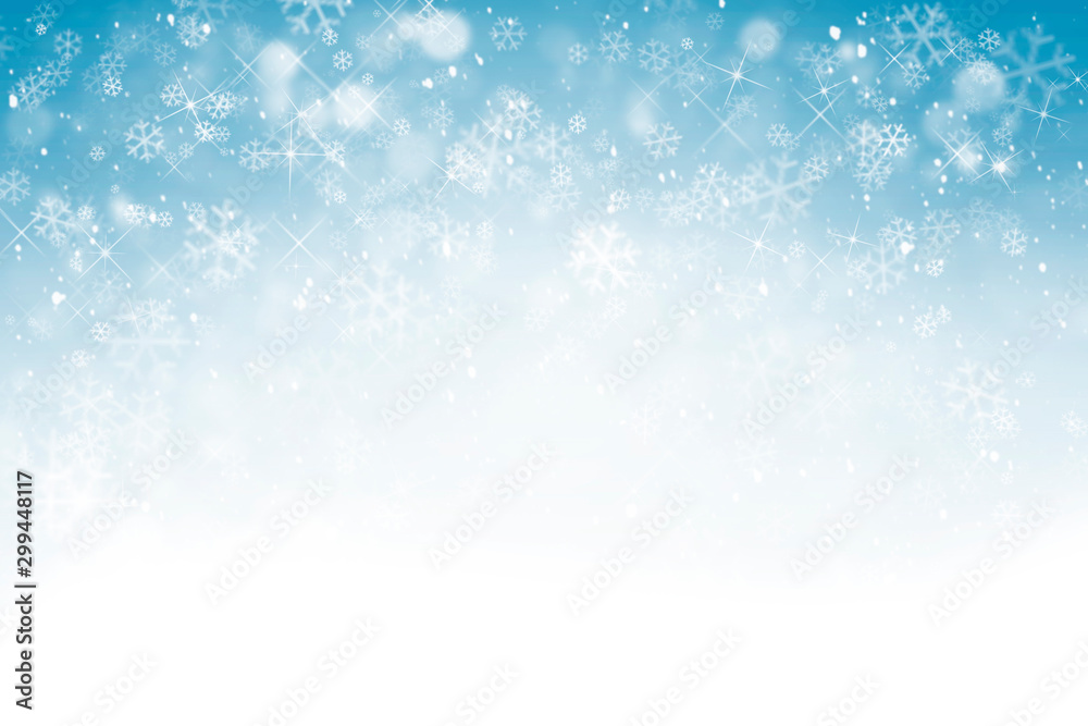 雪花、星星和雪花的冬季背景，厚重的抽象圣诞背景