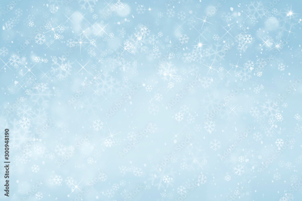 抽象的冬季背景是雪花，圣诞节背景是大雪，雪花在