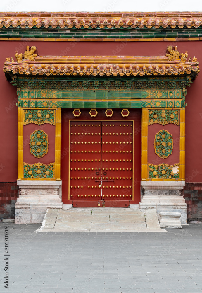 A door of a Chinese Royal Palace Building in the Forbidden City