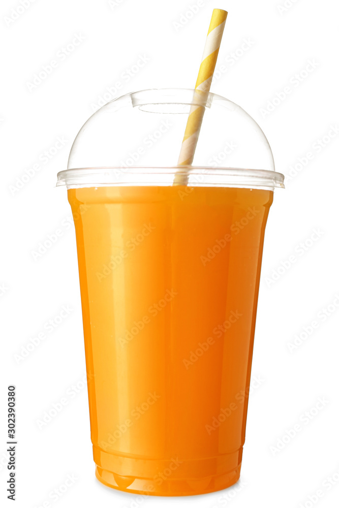 一杯白底鲜橙汁