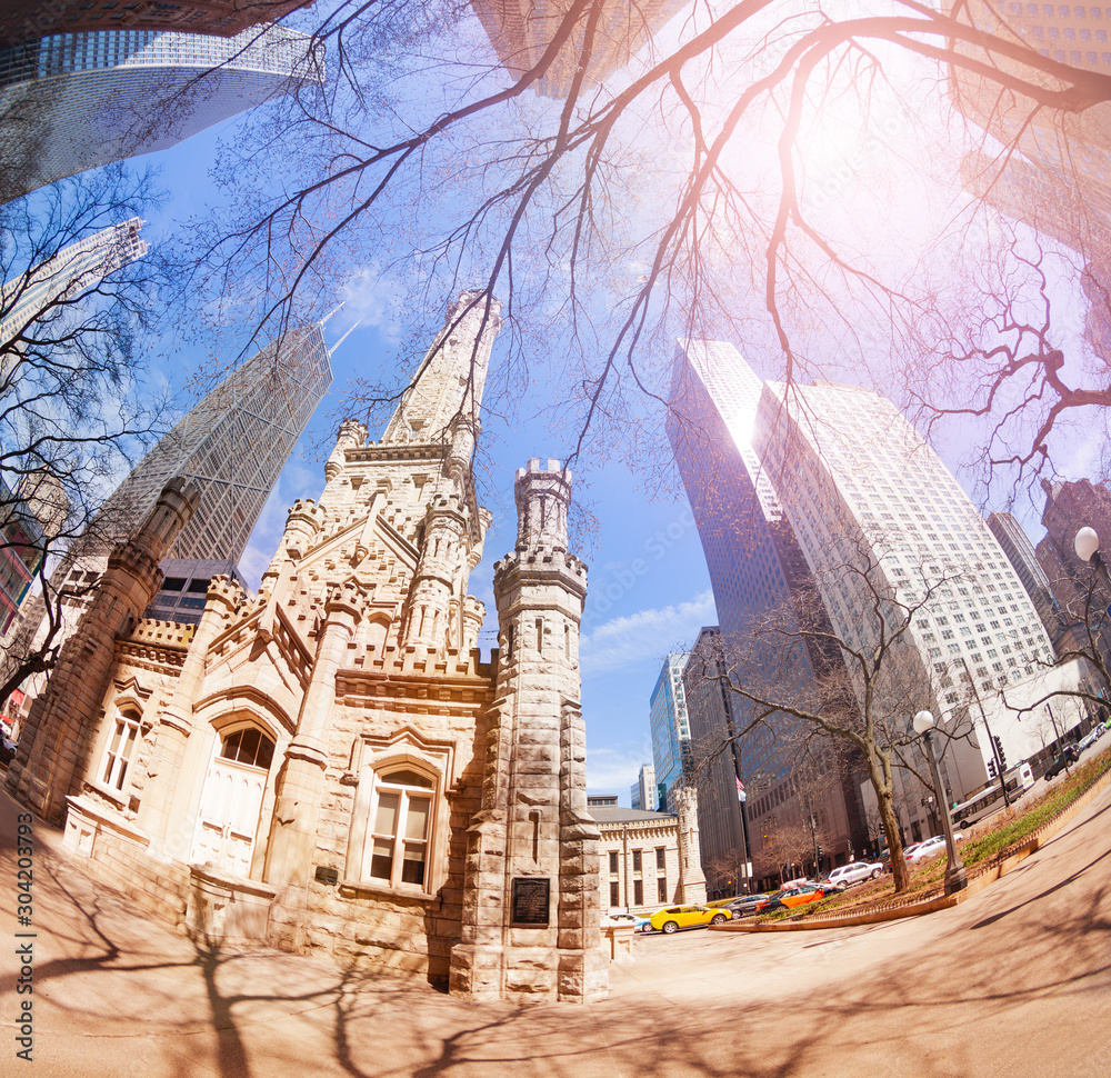 芝加哥水塔和广场美景