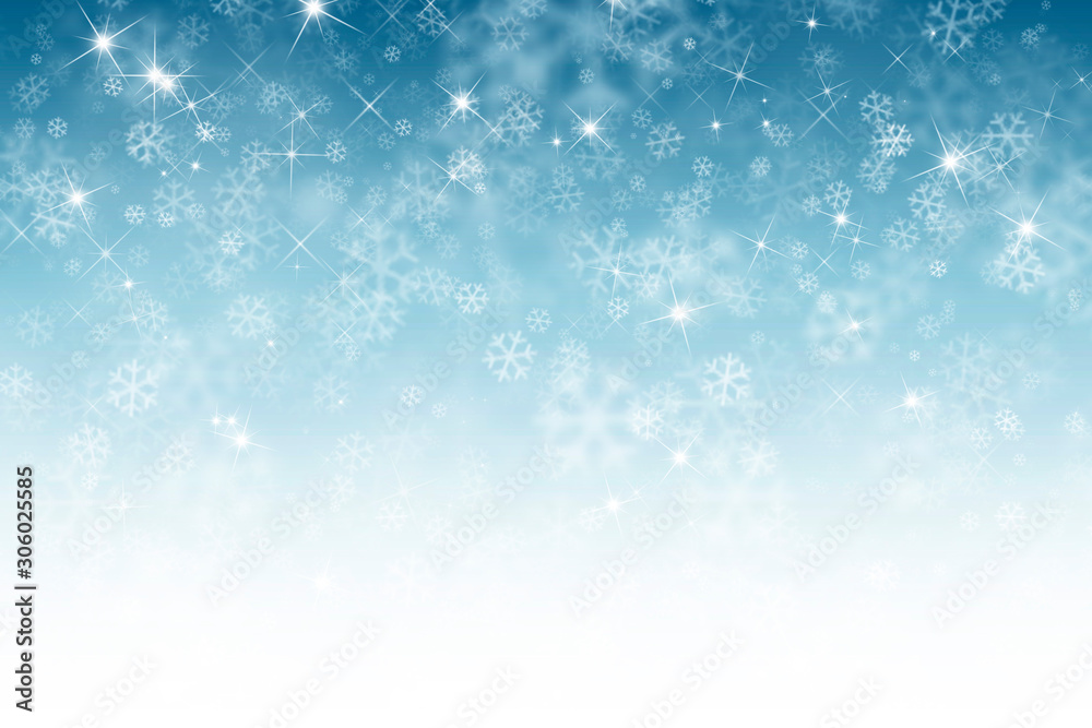 abstract winter background with snowflakes, Christmas background with heavy snowfall, snowflakes in 