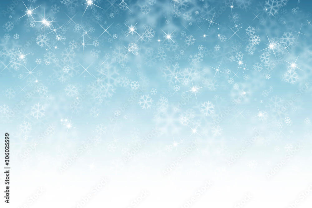abstract winter background with snowflakes, Christmas background with heavy snowfall, snowflakes in 