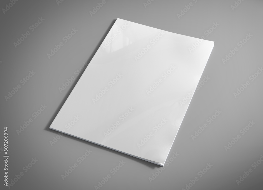 Magazine soft cover mockup isolated on grey background 3d rendering