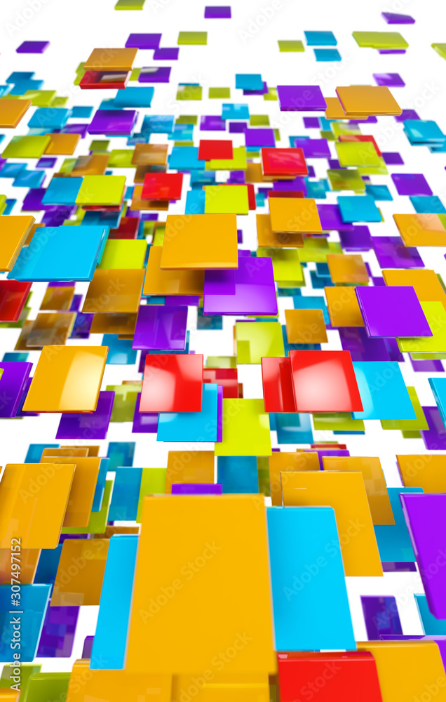 Fondo abstracto de bloques o cubos de colores.Diseño futurista de cuadrados y formas geometricas sob