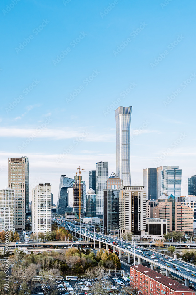 中国北京CBD天际线的白天景色