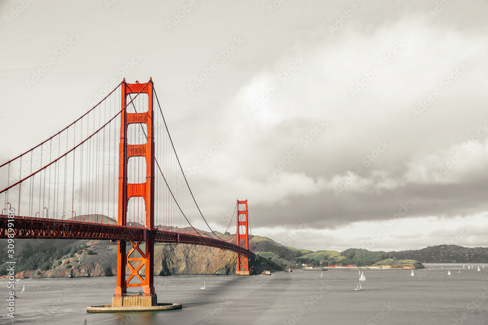 美国加利福尼亚州旧金山金门大桥全景