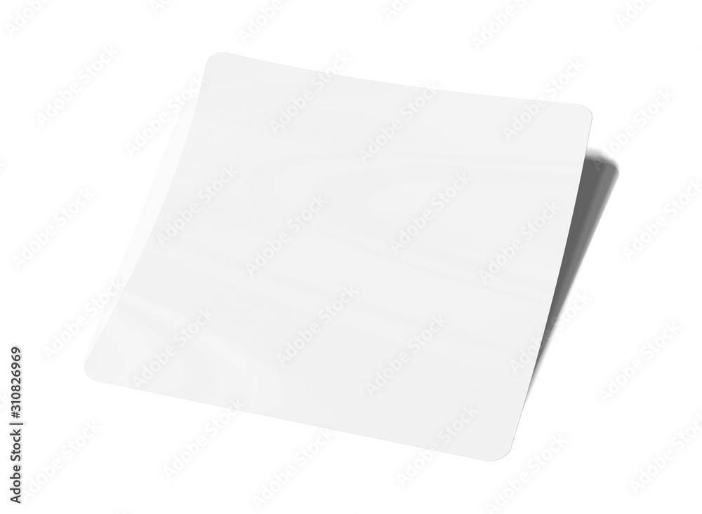 Squared shaped sticker mockup isolated on white 3D rendering