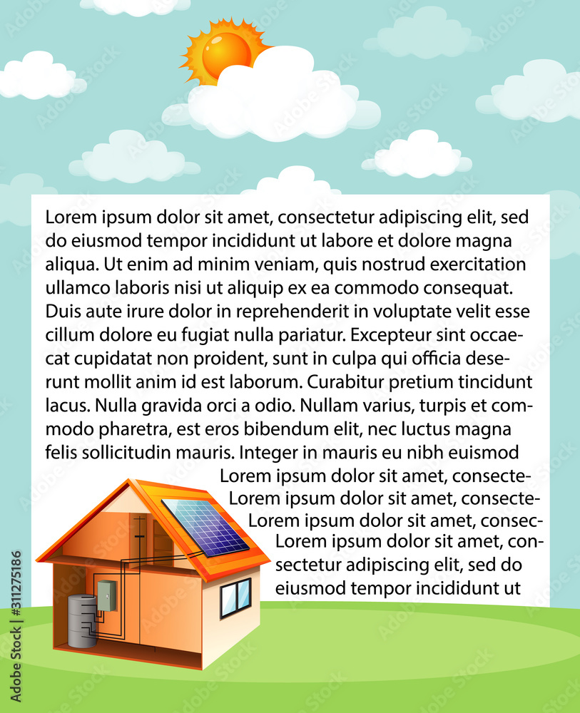 显示太阳能电池在家中如何工作的示意图