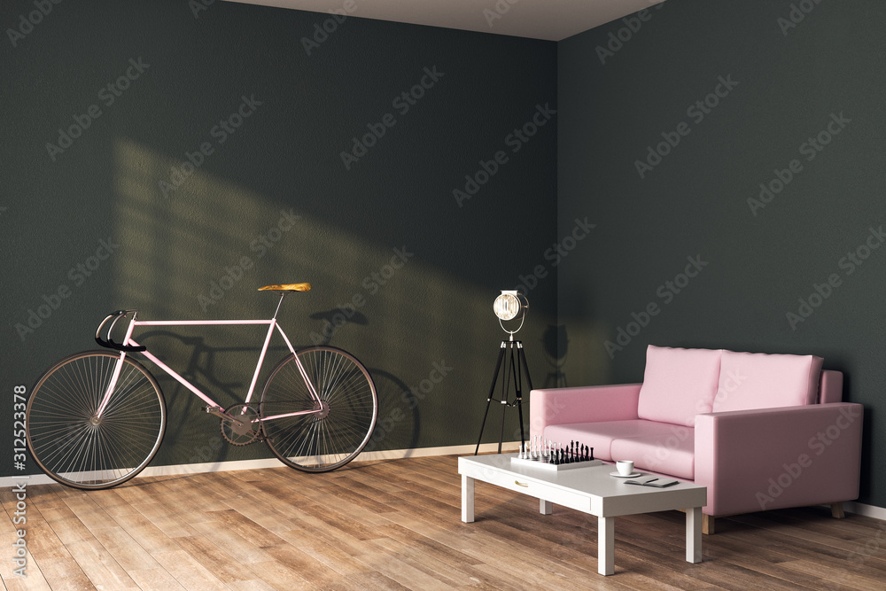 带粉色沙发的现代客厅内饰