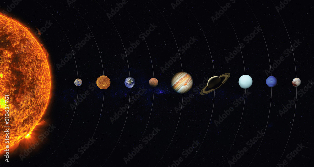 太阳系。这张图片的元素由美国国家航空航天局提供