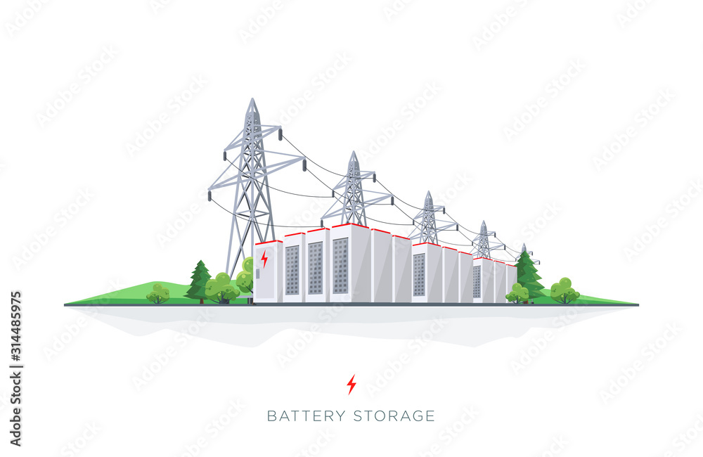 可再生能源发电的大型可充电电池储能。备份系统wi