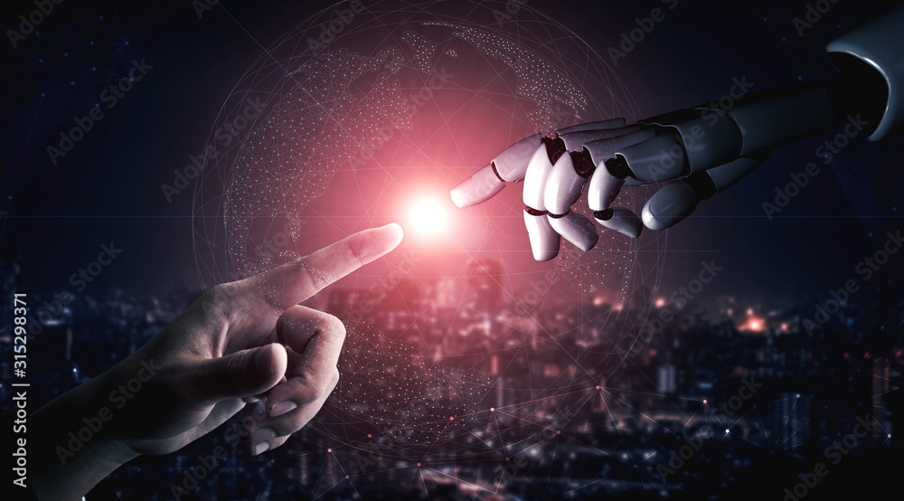 未来的人工智能机器人和半机械人。