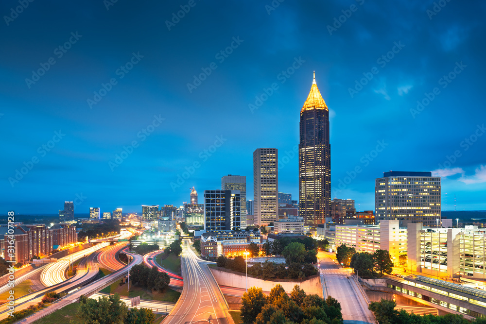 亚特兰大，佐治亚州，美国城市夜景