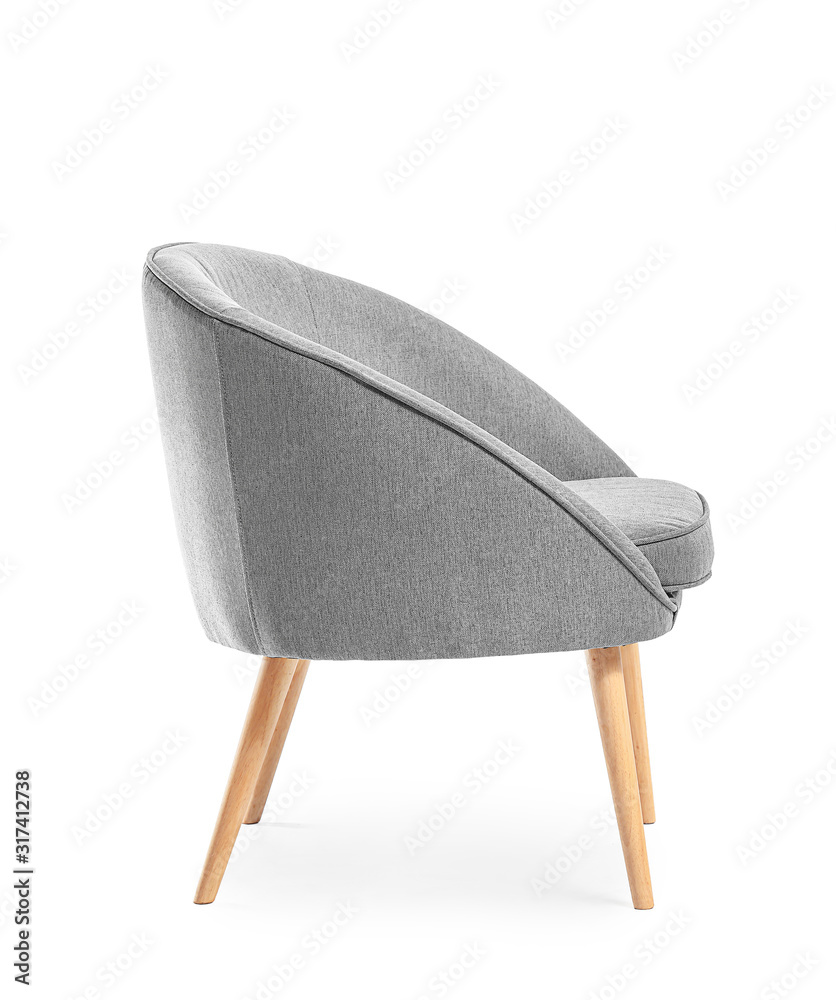 Modern armchair on white background