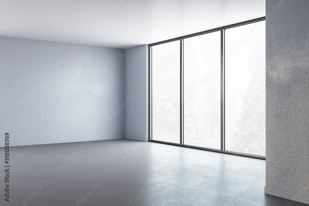 现代室内空白混凝土墙