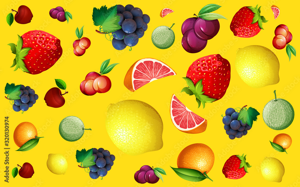 新鲜水果的无缝背景图案